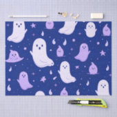 Witte en Paarse Geesten Sterren Blauw Halloween Tissuepapier (Craft)