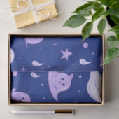 Witte en Paarse Geesten Sterren Blauw Halloween Tissuepapier (Geschenk)