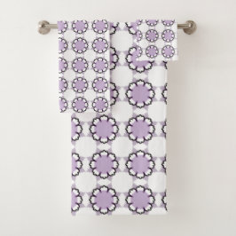 Witte en paarse geometrische mandala patroon Handd Bad Handdoek