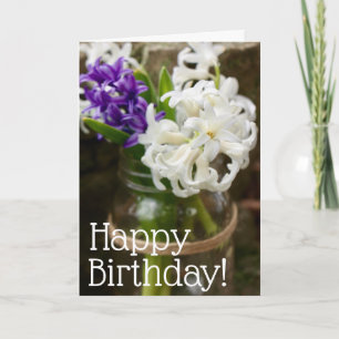 Witte en Paarse hyacinth Birthday Blessings Kaart