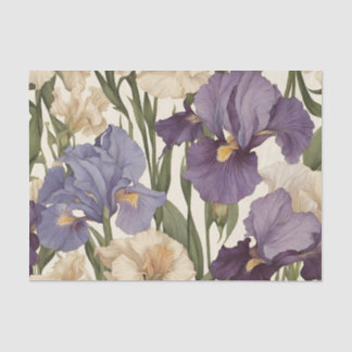Witte en Paarse irisbloemen Tissuepapier