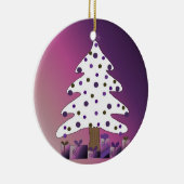 Witte en paarse kerstboom keramisch ornament (Rechts)