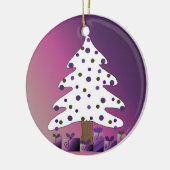 Witte en paarse kerstboom keramisch ornament (Links)