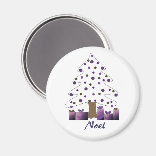 Witte en Paarse kerstboom Magneet (Voorkant / Achterkant)