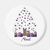 Witte en Paarse kerstboom Magneet (Voorkant)