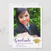 Witte en Paarse Klasse van 2025 Foto Afstuderen Aankondiging (Voorkant)