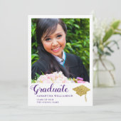 Witte en Paarse Klasse van 2025 Foto Afstuderen Aankondiging (Staand voorkant)