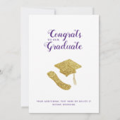 Witte en Paarse Klasse van 2025 Foto Afstuderen Aankondiging (Achterkant)