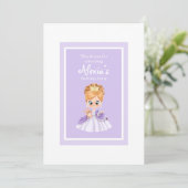 Witte en paarse kleine prinses kaart (Staand voorkant)