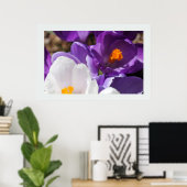 Witte en Paarse lentebloemen Poster (Thuiskantoor)