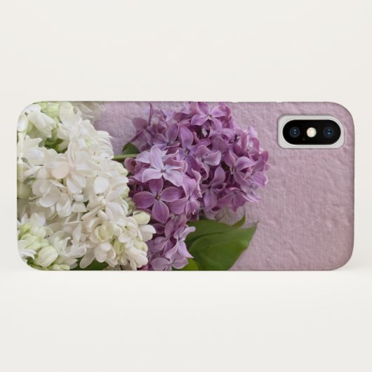 Witte en paarse lilacen op textuur Case-Mate iPhone case (Achterkant (horizontaal))