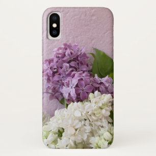 Witte en paarse lilacen op textuur Case-Mate iPhone case
