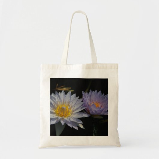 Witte en Paarse Lotus Waterlilies canvas tas (Voorkant)