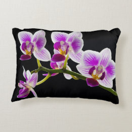 Witte en paarse orchidee accent kussen