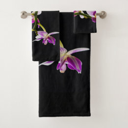 Witte en paarse orchidee bad handdoek