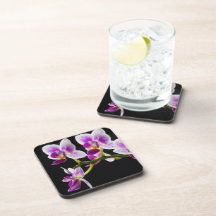 Witte en paarse orchidee bier onderzetter
