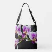 Witte en paarse orchidee crossbody tas (Achterkant)