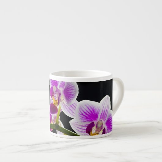 Witte en paarse orchidee espresso kop (Voorkant rechts)