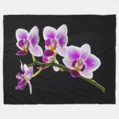 Witte en paarse orchidee fleece deken (Voorkant (Horizontaal))