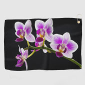 Witte en paarse orchidee golfhanddoek (Horizontaal)