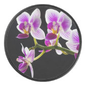 Witte en paarse orchidee hockey puck (Voorkant)