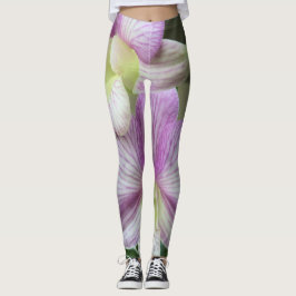 Witte en paarse orchidee leggings