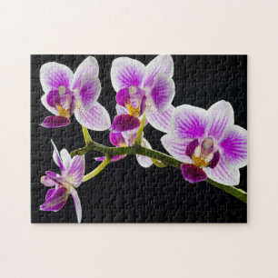 Witte en paarse orchidee legpuzzel