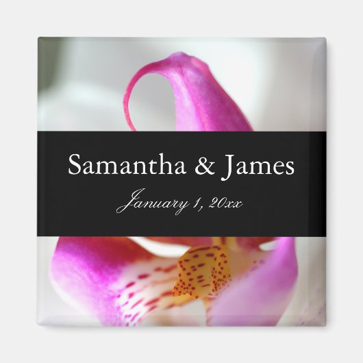 Witte en Paarse orchidee Magneet (Voorkant)