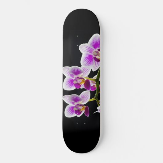 Witte en paarse orchidee persoonlijk skateboard (Voorkant)