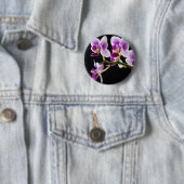 Witte en paarse orchidee ronde button 5,7 cm (In situ)