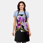 Witte en paarse orchidee schort (Gedragen)
