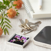 Witte en paarse orchidee sleutelhanger (Zijkant)