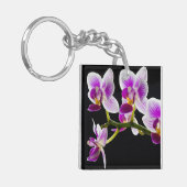 Witte en paarse orchidee sleutelhanger (Voorkant Links)
