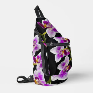 Witte en paarse orchidee sling bag