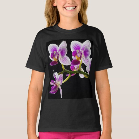 Witte en paarse orchidee t-shirt (Voorkant)