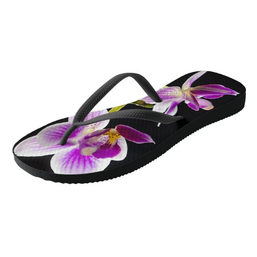 Witte en paarse orchidee teenslippers (Schuin)
