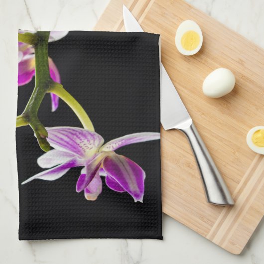Witte en paarse orchidee theedoek (Quarter Fold)