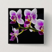 Witte en paarse orchidee vierkante button 5,1 cm (Voorkant)
