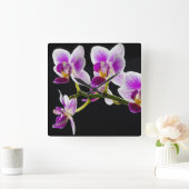 Witte en paarse orchidee vierkante klok (Huis)