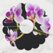 Witte en paarse orchidee wijnglaslabel (Voorkant)