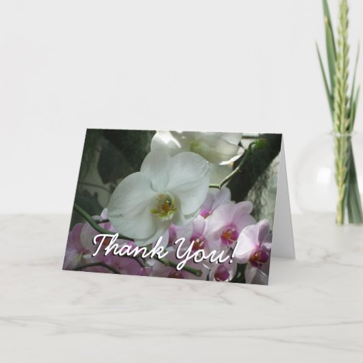 Witte en paarse orchideeën bedankkaart (Voorkant)
