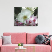 Witte en Paarse orchideeën Canvas Afdruk (Insitu (Woonkamer))