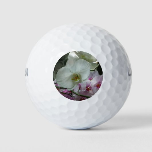 Witte en Paarse orchideeën Golfballen (Voorkant)
