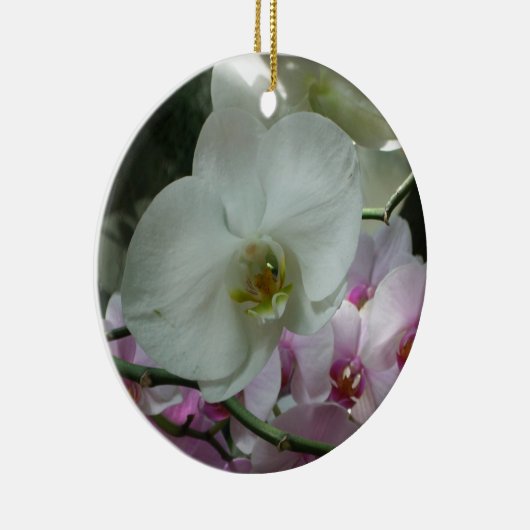 Witte en Paarse orchideeën Keramisch Ornament (Rechts)