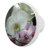 Witte en Paarse orchideeën Keramische Knop (Rechts)