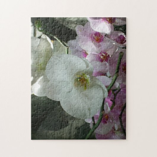 Witte en Paarse orchideeën Legpuzzel (Verticaal)