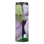 Witte en paarse orchideeën op een thermische tumbl thermosbeker (Achterkant)