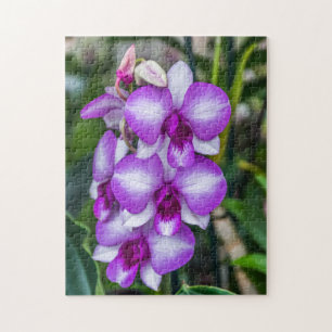 Witte en paarse orchideeën puzzel