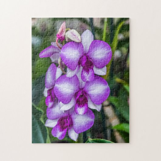 Witte en paarse orchideeën puzzel (Verticaal)