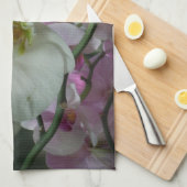 Witte en Paarse orchideeën Theedoek (Quarter Fold)